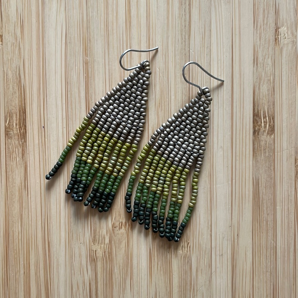 Green Glass Bead Earrings